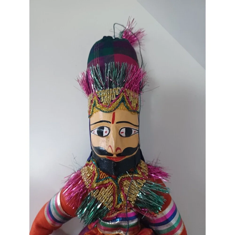 VTG Middle Eastern Puppet Doll Wooden Hand Painted Heads -Rajasthani‎ Attire
